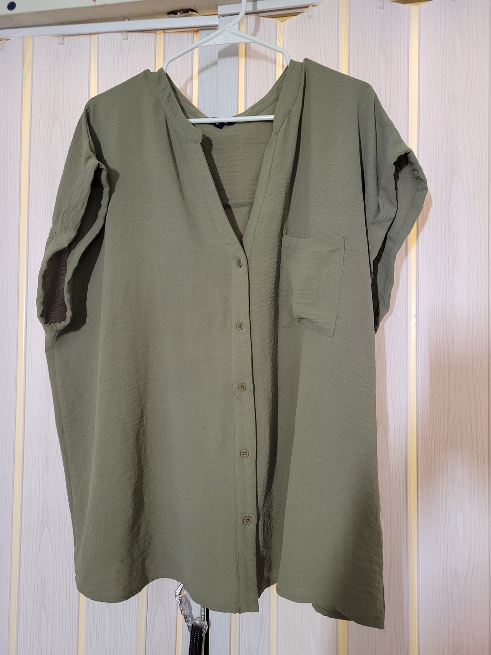 Papermoon Olive Green Button-Front Blouse